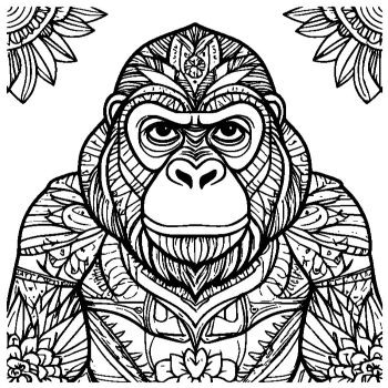 大人の塗り絵「ゴリラ」・マンダラスタイル 3