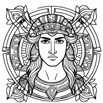 大人向けマンダラ風「古代ギリシャの勇者」の塗り絵1