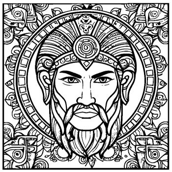 大人向けマンダラ風「古代ギリシャの勇者」の塗り絵3