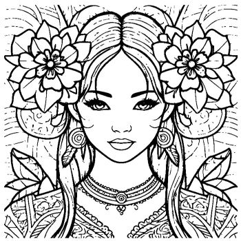 大人向けマンダラ風「美しい女神」の塗り絵10