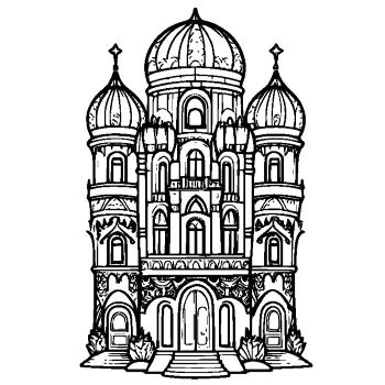 大人の塗り絵「建築物」・マンダラスタイル 1