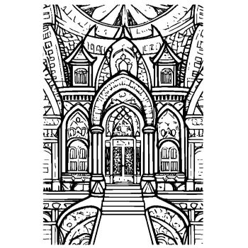 大人の塗り絵「建築物」・マンダラスタイル 3