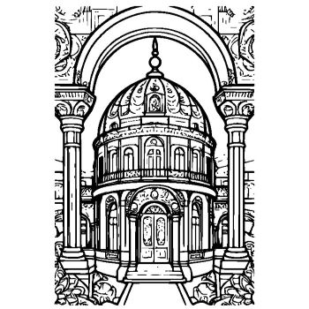 大人の塗り絵「建築物」・マンダラスタイル 4