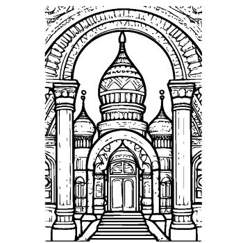 大人向けマンダラ風「建築物」の塗り絵7