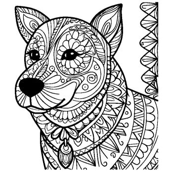 大人向けマンダラ風「犬」の塗り絵10