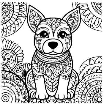 大人向けマンダラ風「犬」の塗り絵2