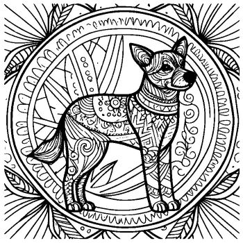 大人向けマンダラ風「犬」の塗り絵3