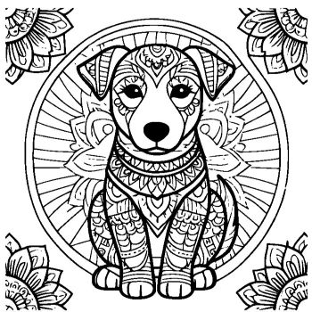 大人向けマンダラ風「犬」の塗り絵4