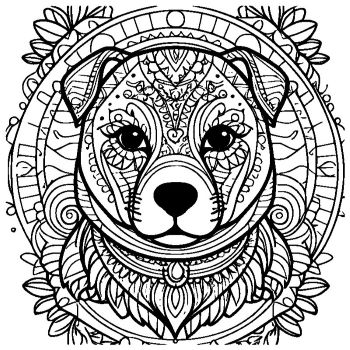 大人向けマンダラ風「犬」の塗り絵5