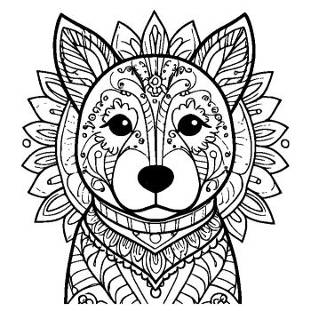 大人向けマンダラ風「犬」の塗り絵6