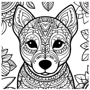 大人向けマンダラ風「犬」の塗り絵7