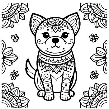 大人向けマンダラ風「犬」の塗り絵8