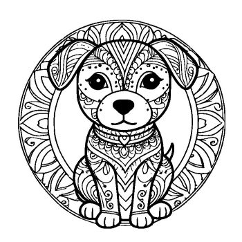 大人向けマンダラ風「犬」の塗り絵9