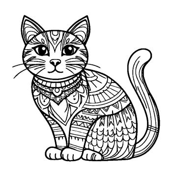 大人向けマンダラ風「猫」の塗り絵10