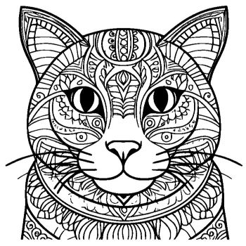 大人向けマンダラ風「猫」の塗り絵14