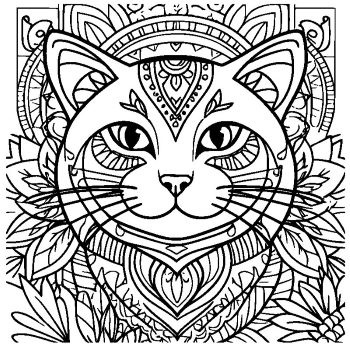 大人向けマンダラ風「猫」の塗り絵17