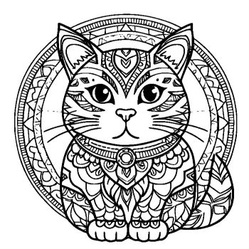 大人向けマンダラ風「猫」の塗り絵19