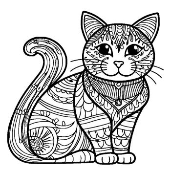 大人向けマンダラ風「猫」の塗り絵20