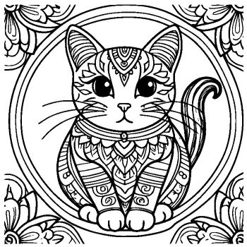 大人向けマンダラ風「猫」の塗り絵6