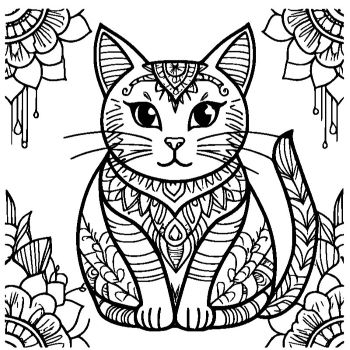 大人向けマンダラ風「猫」の塗り絵9