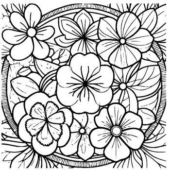 大人向けマンダラ風「花マンダラ」の塗り絵４