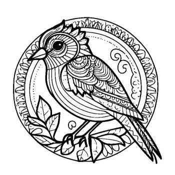 大人向けマンダラ風「鳥」の塗り絵4
