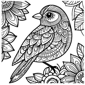 大人向けマンダラ風「鳥」の塗り絵9